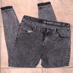 The Ripped Skinny 7/8 Acid Wash Jeans